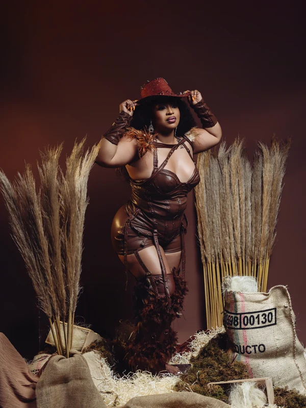 A styled shoot with pampas grass and sacks